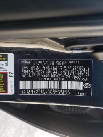 Photo 10 from auction – 2012 TOYOTA CAMRY BASE with VIN 4T1BF1FK2CU607418