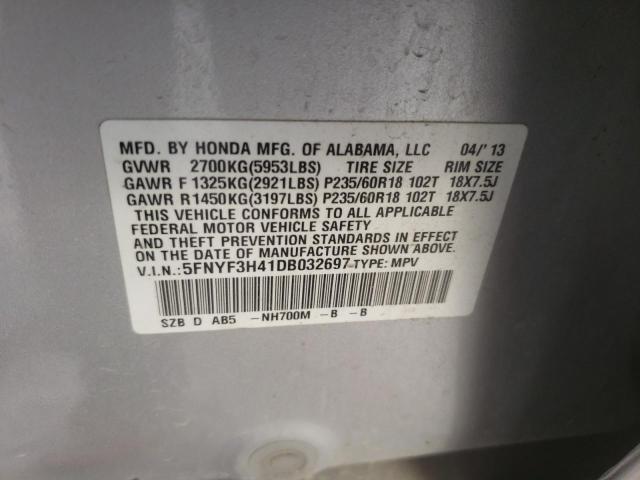Photo 10 from auction – 2013 HONDA PILOT EX with VIN 5FNYF3H41DB032697