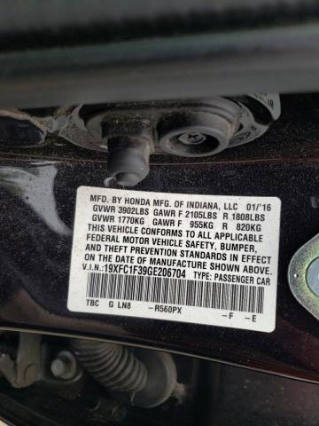 Photo 10 from auction – 2016 HONDA CIVIC EX with VIN 19XFC1F39GE206704