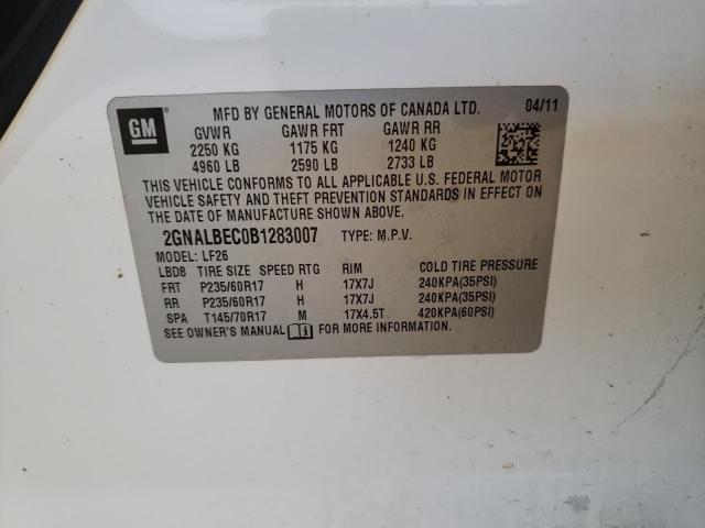 Photo 10 from auction – 2011 CHEVROLET EQUINOX LS with VIN 2GNALBEC0B1283007
