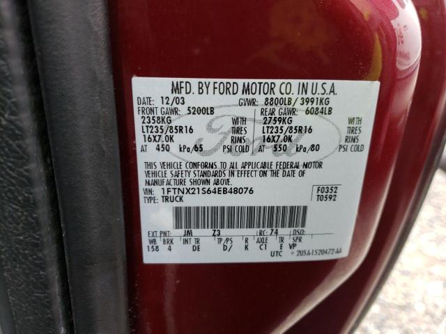 Photo 10 from auction – 2004 FORD F250 SUPER with VIN 1FTNX21S64EB48076