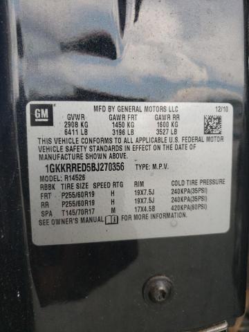 Photo 10 from auction – 2011 GMC ACADIA SLT with VIN 1GKKRRED5BJ270356