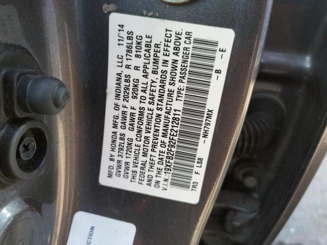 Photo 10 from auction – 2015 HONDA CIVIC EXL with VIN 19XFB2F92FE212811