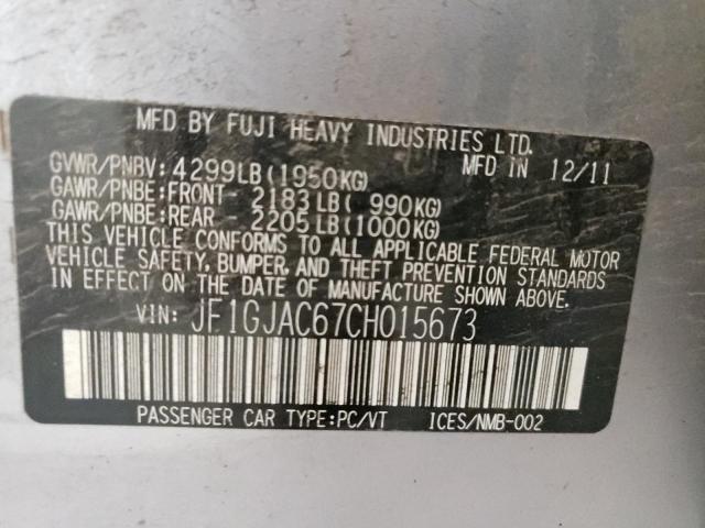 Photo 10 from auction – 2012 SUBARU IMPREZA PR with VIN JF1GJAC67CH015673
