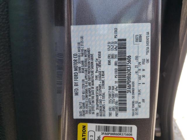 Photo 10 from auction – 2013 FORD FUSION SE with VIN 3FA6P0HR6DR375606