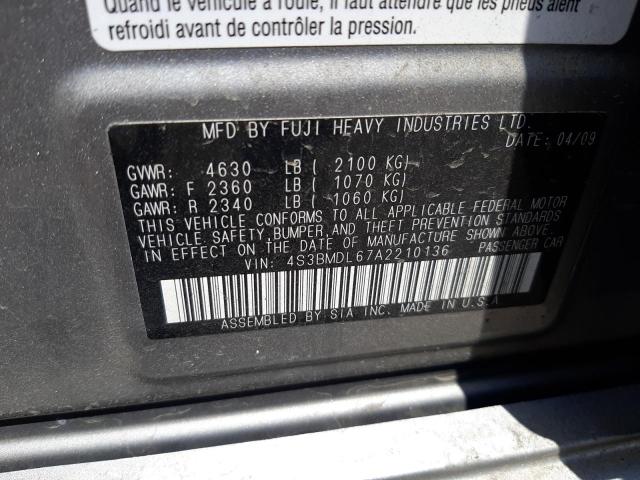 Photo 10 from auction – 2010 SUBARU LEGACY 3.6 with VIN 4S3BMDL67A2210136