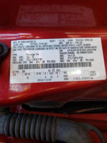 Photo 10 from auction – 2017 FORD FOCUS SE with VIN 1FADP3FE3HL202106