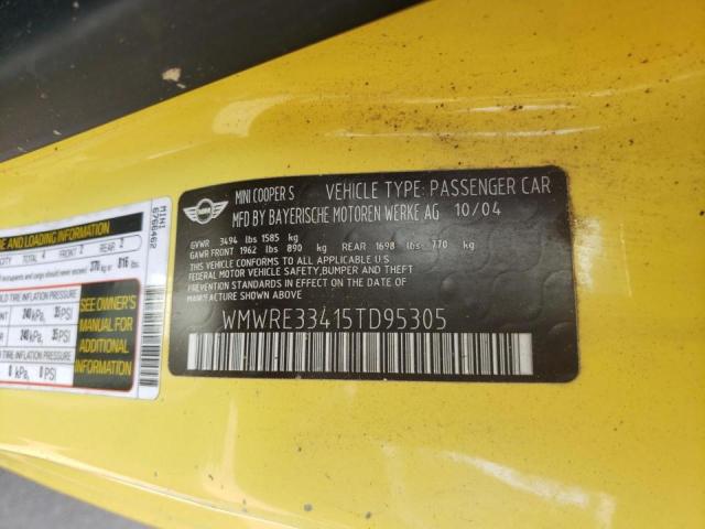 Photo 10 from auction – 2005 MINI COOPER S with VIN WMWRE33415TD95305