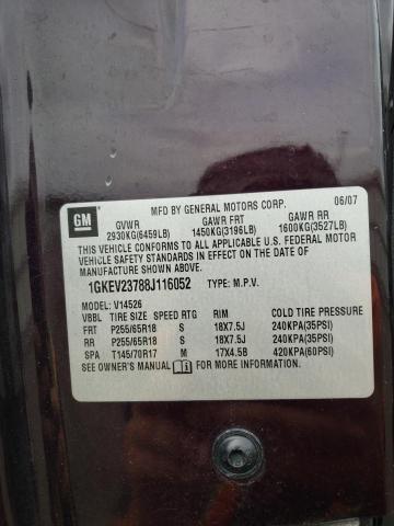 Photo 10 from auction – 2008 GMC ACADIA SLT with VIN 1GKEV23788J116052