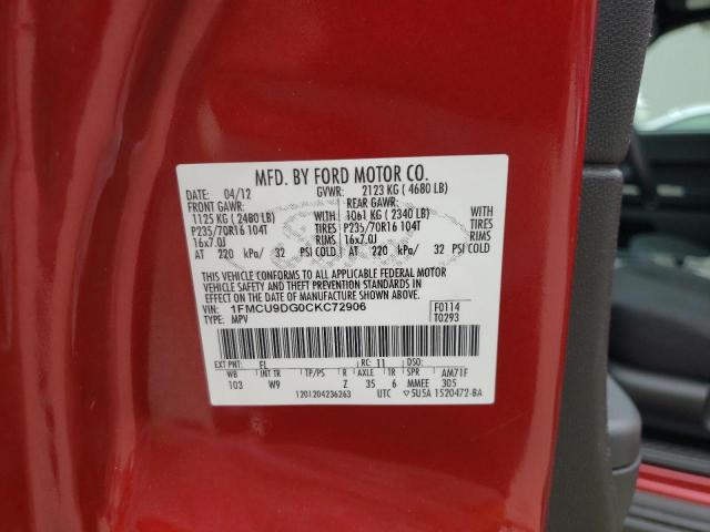 Photo 10 from auction – 2012 FORD ESCAPE with VIN 1FMCU9DG0CKC72906