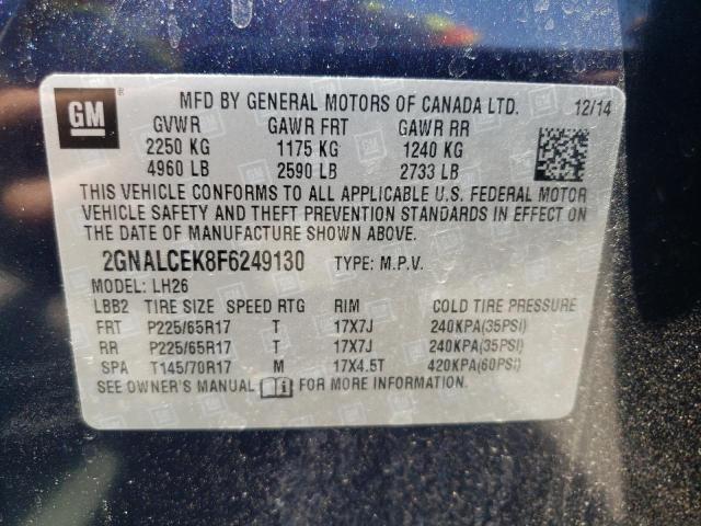Photo 10 from auction – 2015 CHEVROLET EQUINOX LT with VIN 2GNALCEK8F6249130