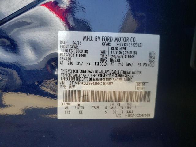 Photo 10 from auction – 2016 FORD EDGE SEL with VIN 2FMPK3J99GBC10687