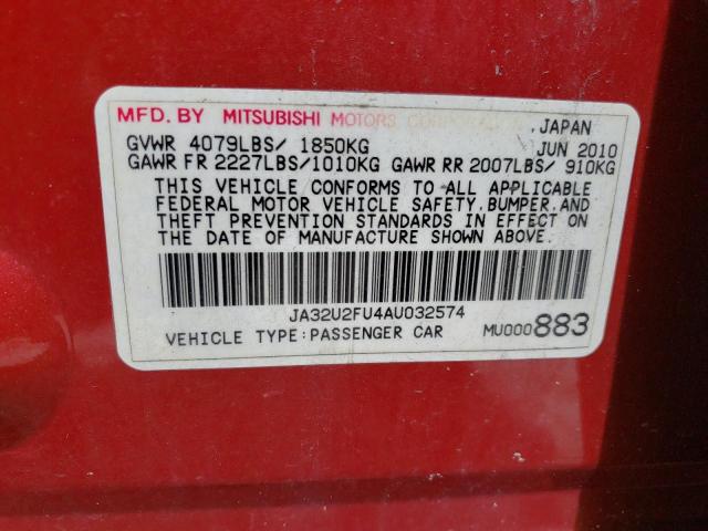 Photo 10 from auction – 2010 MITSUBISHI LANCER ES/ with VIN JA32U2FU4AU032574