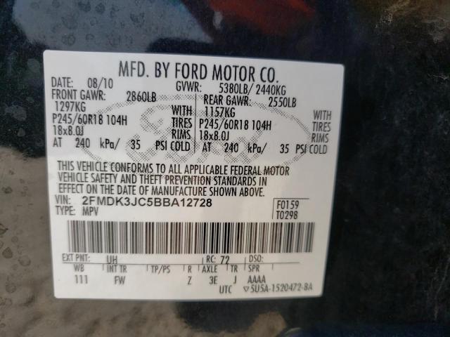 Photo 10 from auction – 2011 FORD EDGE SEL with VIN 2FMDK3JC5BBA12728