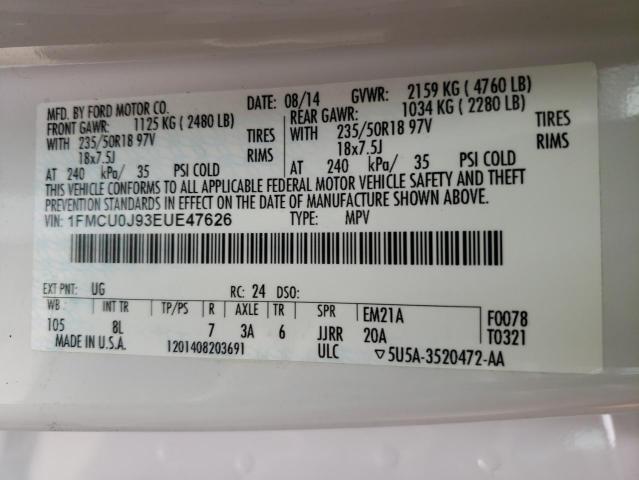 Photo 10 from auction – 2014 FORD ESCAPE TIT with VIN 1FMCU0J93EUE47626