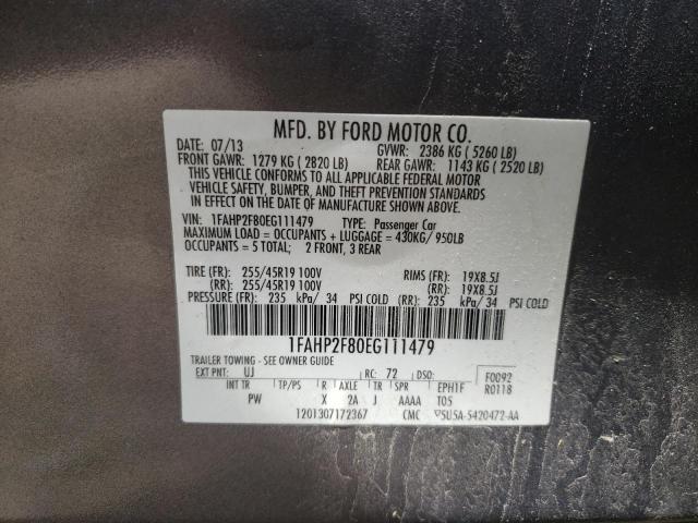 Photo 10 from auction – 2014 FORD TAURUS LIM with VIN 1FAHP2F80EG111479