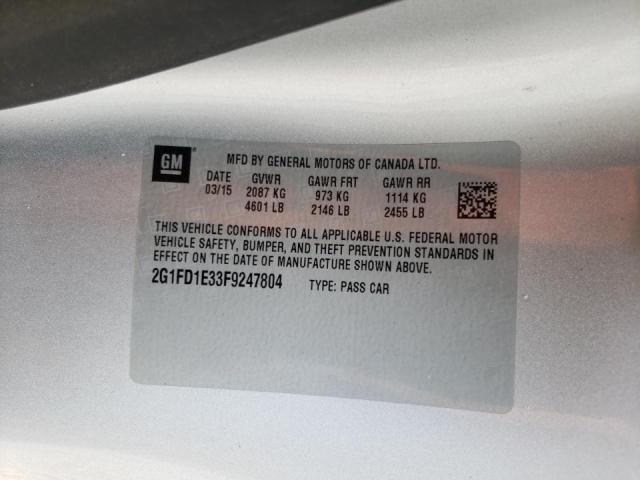 Photo 10 from auction – 2015 CHEVROLET CAMARO LT with VIN 2G1FD1E33F9247804