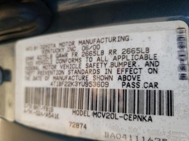 Photo 10 from auction – 2000 TOYOTA CAMRY CE with VIN 4T1BF22K3YU953609