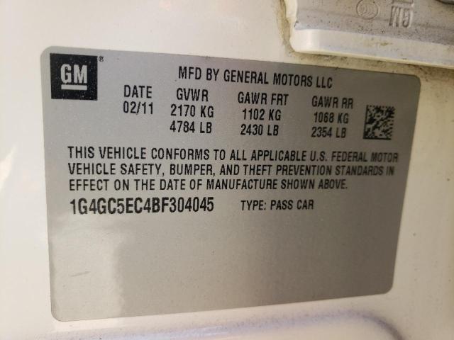 Photo 10 from auction – 2011 BUICK LACROSSE C with VIN 1G4GC5EC4BF304045