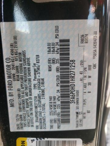 Photo 10 from auction – 2017 FORD FUSION SE with VIN 3FA6P0HD1HR271258