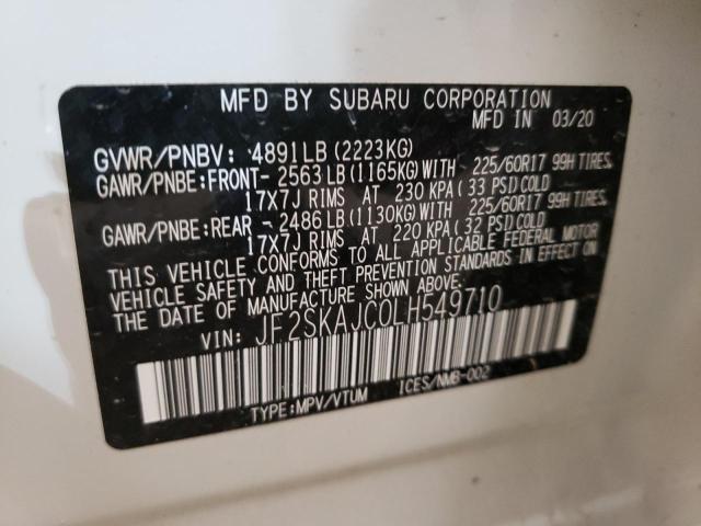 Photo 10 from auction – 2020 SUBARU FORESTER P with VIN JF2SKAJC0LH549710