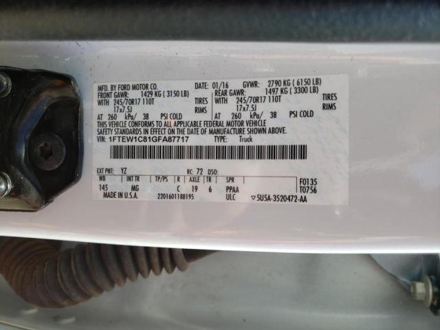 Photo 10 from auction – 2016 FORD F150 SUPER with VIN 1FTEW1C81GFA87717