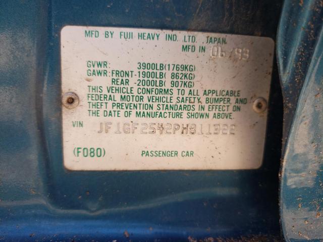 Photo 10 from auction – 1993 SUBARU IMPREZA LS with VIN JF1GF2542PH811322