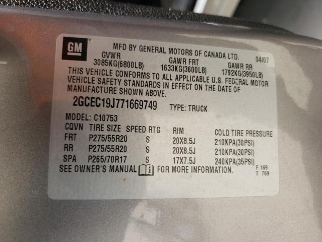 Photo 10 from auction – 2007 CHEVROLET SILVERADO with VIN 2GCEC19J771669749