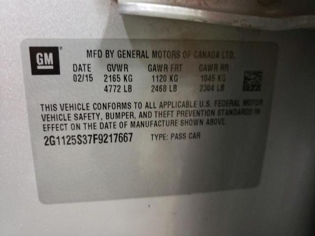 Photo 10 from auction – 2015 CHEVROLET IMPALA LT with VIN 2G1125S37F9217667