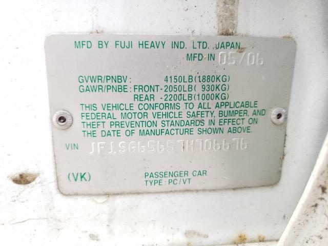 Photo 10 from auction – 2007 SUBARU FORESTER with VIN JF1SG65657H706676
