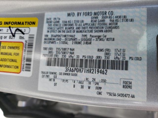 Photo 10 from auction – 2017 FORD FUSION SE with VIN 3FA6P0H71HR219462