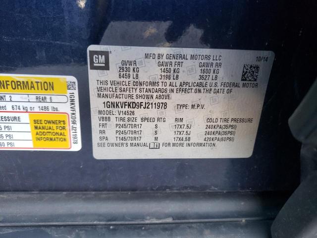 Photo 10 from auction – 2015 CHEVROLET TRAVERSE L with VIN 1GNKVFKD9FJ211978