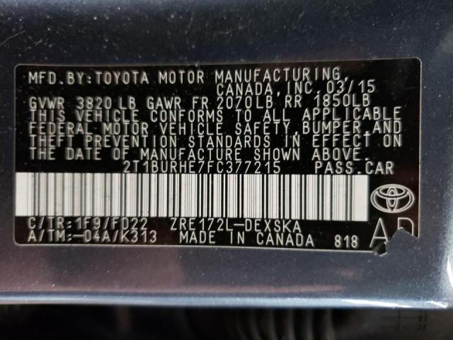 Photo 10 from auction – 2015 TOYOTA COROLLA L with VIN 2T1BURHE7FC377215