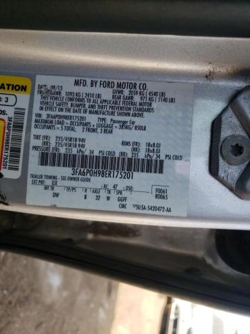Photo 10 from auction – 2014 FORD FUSION SE with VIN 3FA6P0H98ER175201