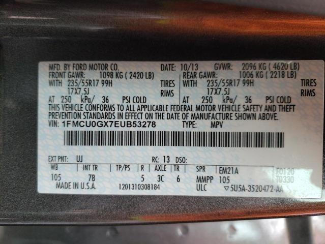 Photo 10 from auction – 2014 FORD ESCAPE SE with VIN 1FMCU0GX7EUB53278