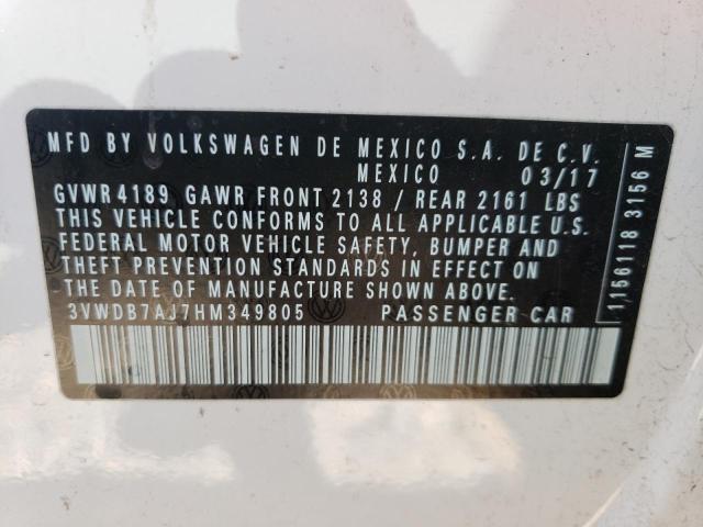 Photo 10 from auction – 2017 VOLKSWAGEN JETTA SE with VIN 3VWDB7AJ7HM349805