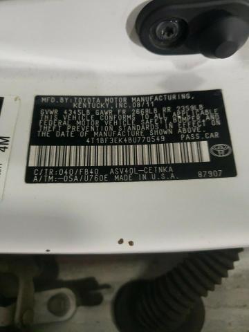 Photo 10 from auction – 2011 TOYOTA CAMRY BASE with VIN 4T1BF3EK4BU770549
