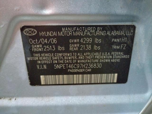 Photo 10 from auction – 2007 HYUNDAI SONATA GLS with VIN 5NPET46C97H236830