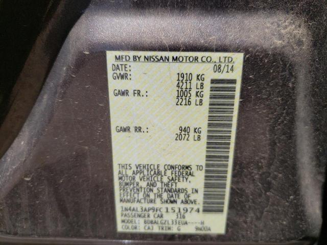 Photo 10 from auction – 2015 NISSAN ALTIMA 2.5 with VIN 1N4AL3AP9FC151974