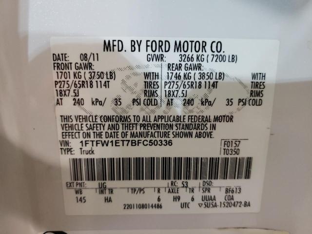 Photo 10 from auction – 2011 FORD F150 SUPER with VIN 1FTFW1ET7BFC50336