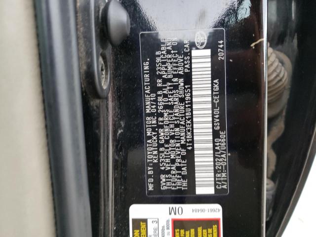Photo 10 from auction – 2011 TOYOTA CAMRY SE with VIN 4T1BK3EK1BU119651