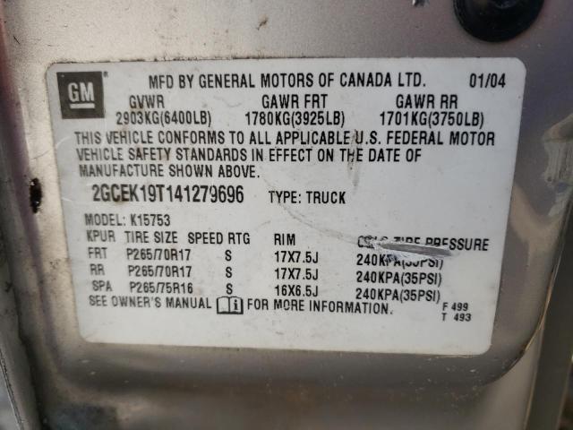 Photo 10 from auction – 2004 CHEVROLET SILVERADO with VIN 2GCEK19T141279696