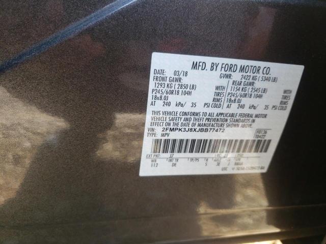 Photo 10 from auction – 2018 FORD EDGE SEL with VIN 2FMPK3J8XJBB77472