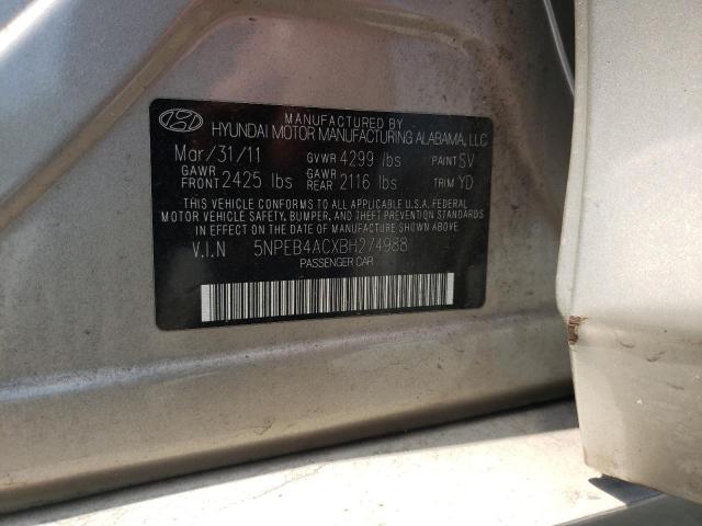 Photo 10 from auction – 2011 HYUNDAI SONATA GLS with VIN 5NPEB4ACXBH274988