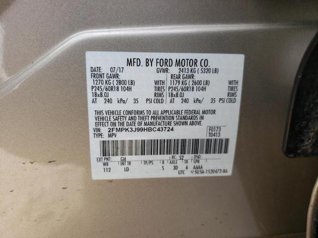 Photo 10 from auction – 2017 FORD EDGE SEL with VIN 2FMPK3J99HBC43724