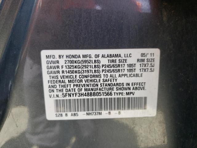 Photo 10 from auction – 2011 HONDA PILOT EX with VIN 5FNYF3H48BB051566