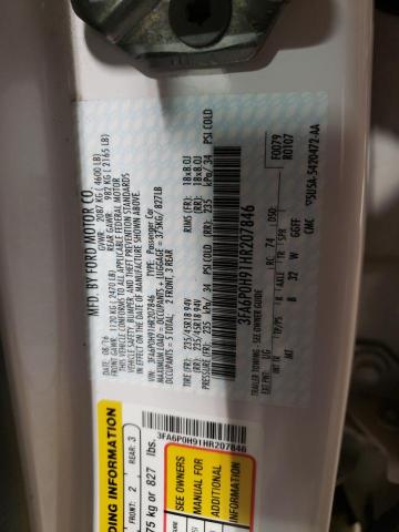 Photo 10 from auction – 2017 FORD FUSION SE with VIN 3FA6P0H91HR207846