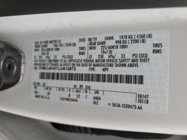 Photo 10 from auction – 2020 FORD ESCAPE SEL with VIN 1FMCU0H61LUA12872