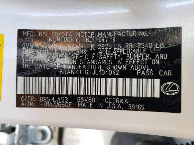 Photo 10 from auction – 2018 LEXUS ES 350 with VIN 58ABK1GG5JU104042