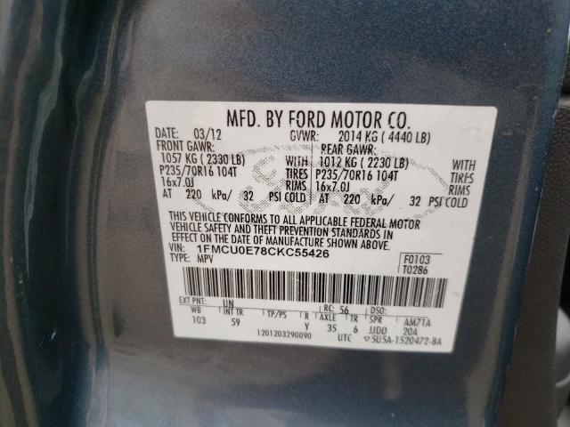 Photo 10 from auction – 2012 FORD ESCAPE LIM with VIN 1FMCU0E78CKC55426